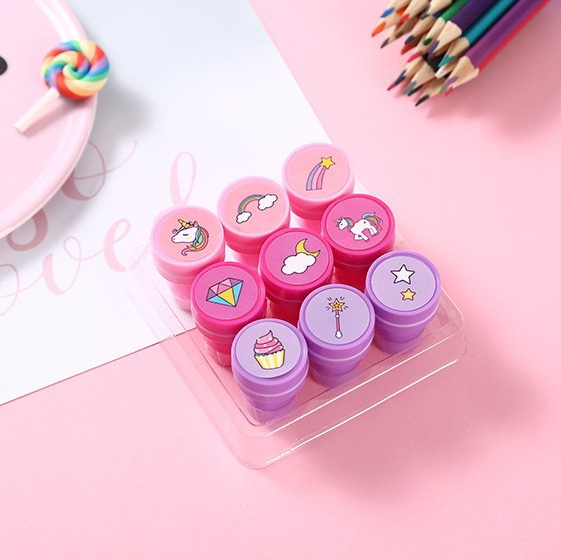 新款 9枚入 公主款卡通印章