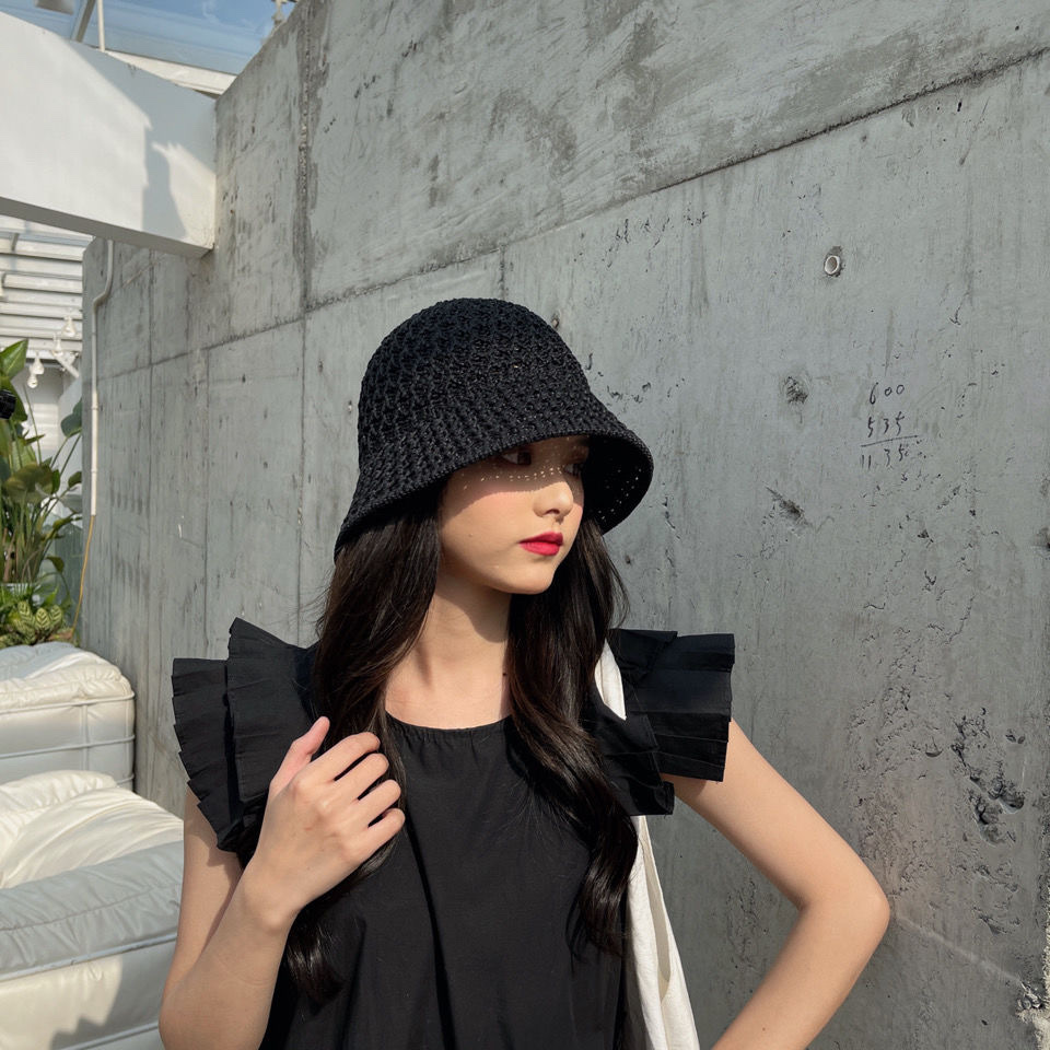 Summer's new pineapple weave bucket hat, a popular Japanese style with a hollowed-out design that highlights the face, and a sunshade and sun protection fisherman's hat Specification image