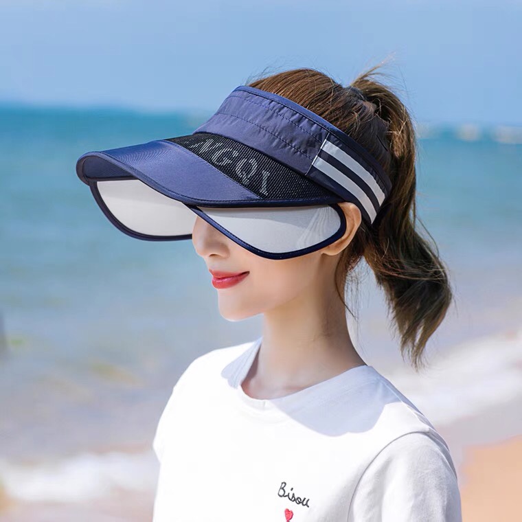 Baseball cap Women's large rim sunblock stretchable visor outdoor sports UV cycling empty top sun hat thumbnail