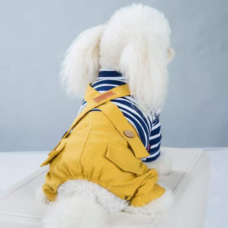 Cross overalls for baby pets, perfect with striped bottoms!