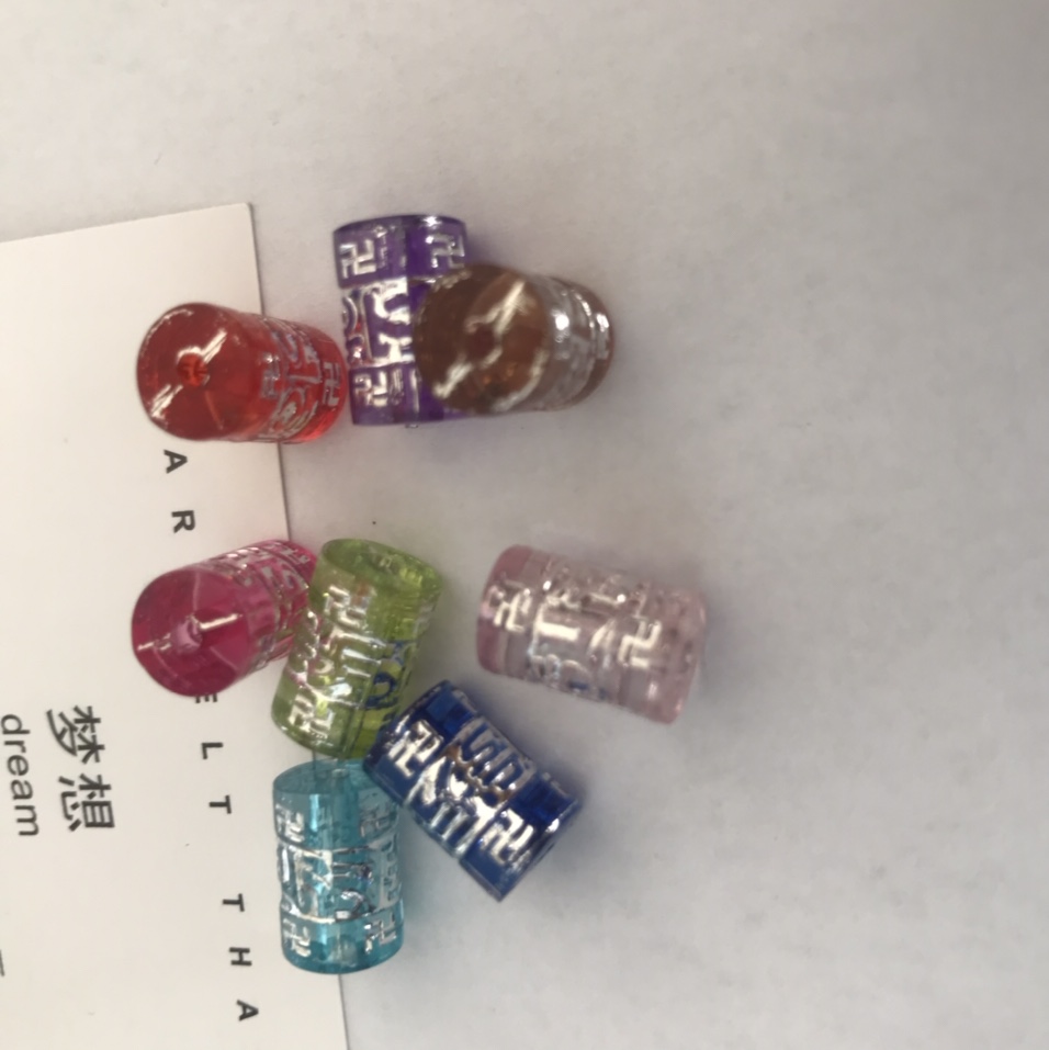 Electroplated cylindrical colored beads