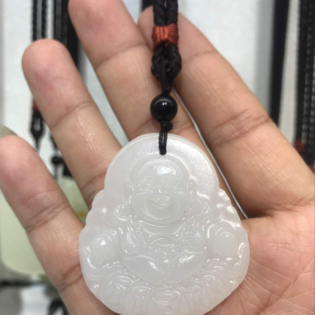 Collar colgante cadena cuatro estaciones cadena suéter cadena de cuerpo cadena de mármol blanco natural colgante grande de cuarcita jade. Carbonatada jade mix Item Picture