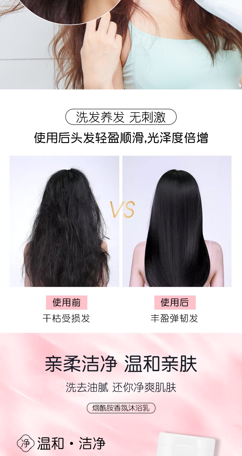 TUZ烟酰胺香氛洗沐护礼盒三件套洗发乳护发乳沐浴乳纯香樱花/云动仓兰味温和滋养护肤详情图11