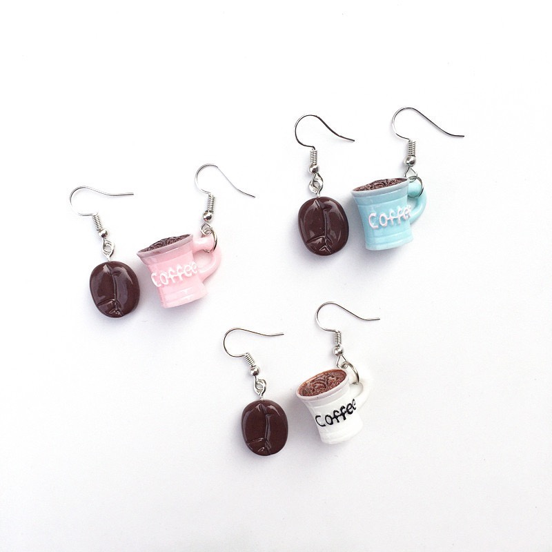 Realistic exaggerated personalized earrings, original handcrafted coffee bean earrings that can be used as ear clips