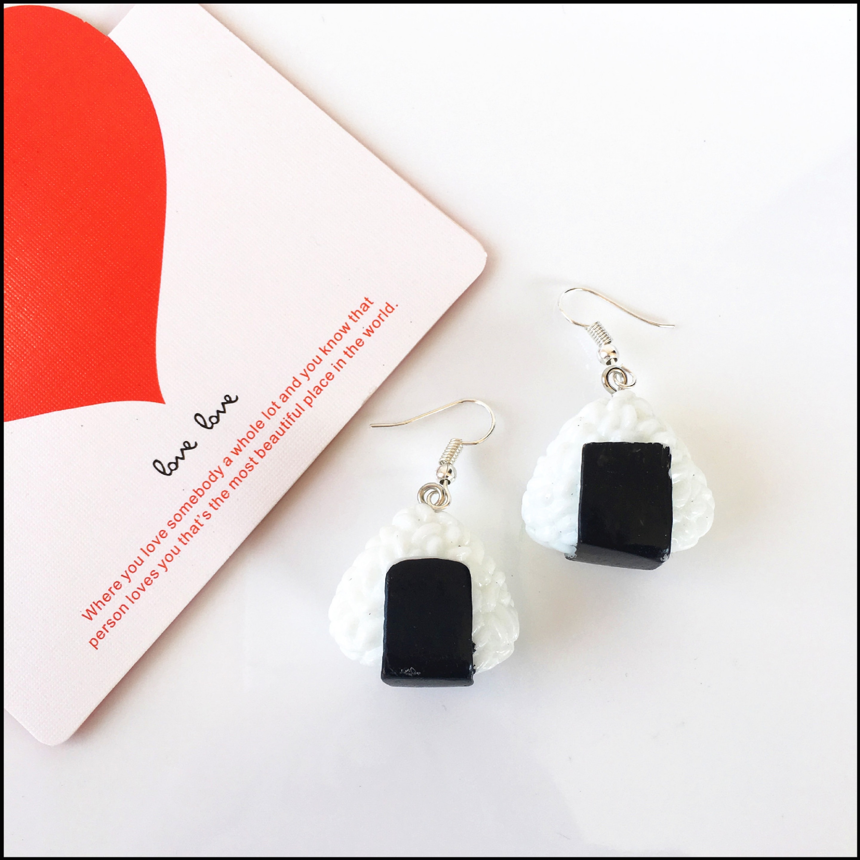 DIY handmade funny and fun earrings, cute and soft girl forest and Japanese style rice ball earrings, can be used as ear clips details Picture