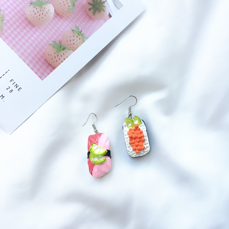 The super popular Japanese sushi sushi earrings on Instagram can be used as ear clips details Picture