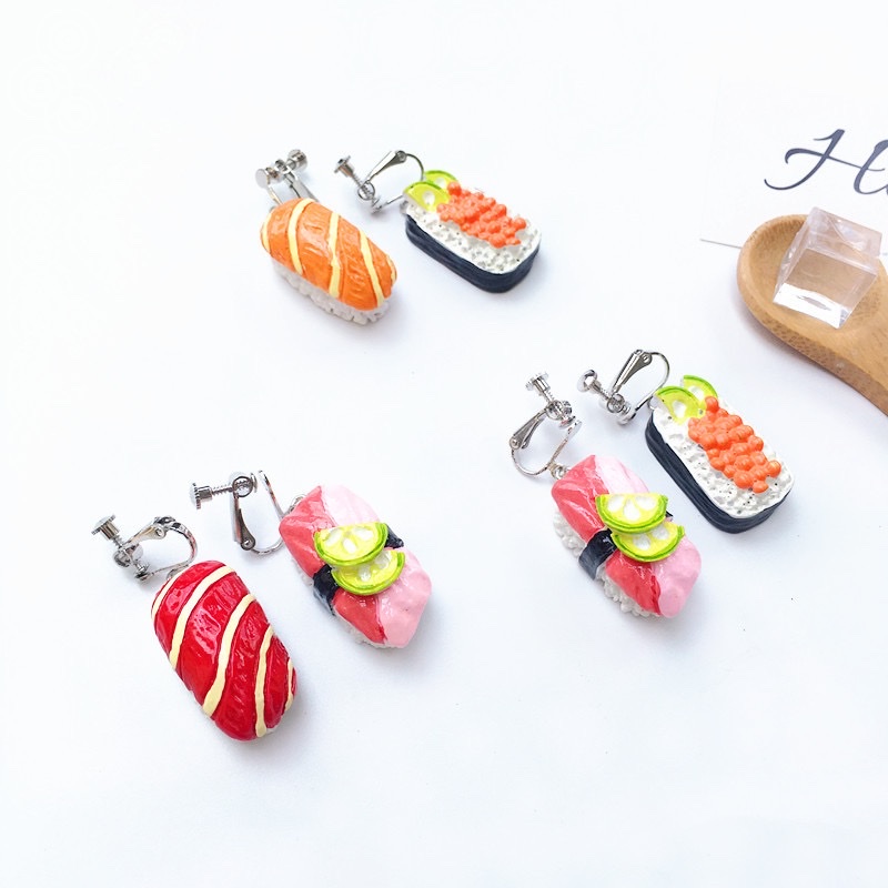 The super popular Japanese sushi sushi earrings on Instagram can be used as ear clips Item Picture