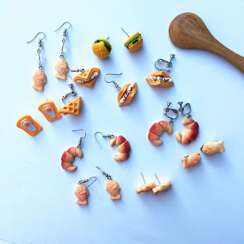 Foodie earrings, popular Japanese and Korean style on Instagram food play earrings that can be used as ear clips