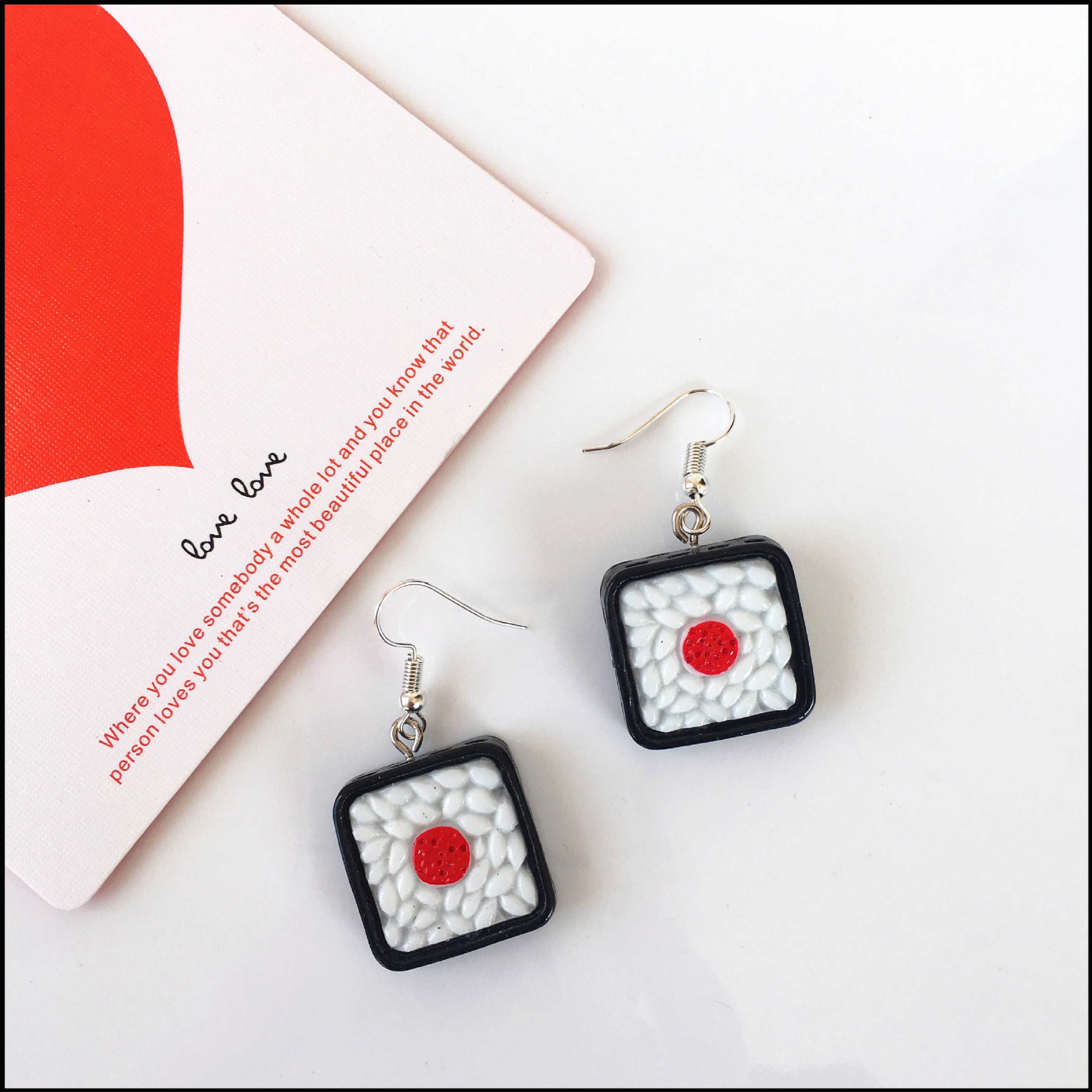 DIY handmade funny and fun earrings, cute and soft girl forest and Japanese style rice ball earrings, can be used as ear clips Specification image