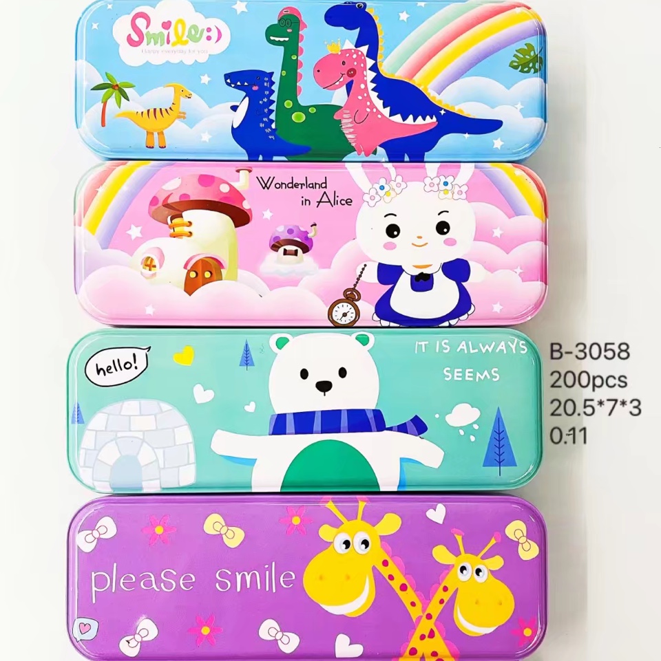 卡通马口铁笔盒儿童动漫卡通双层笔盒图