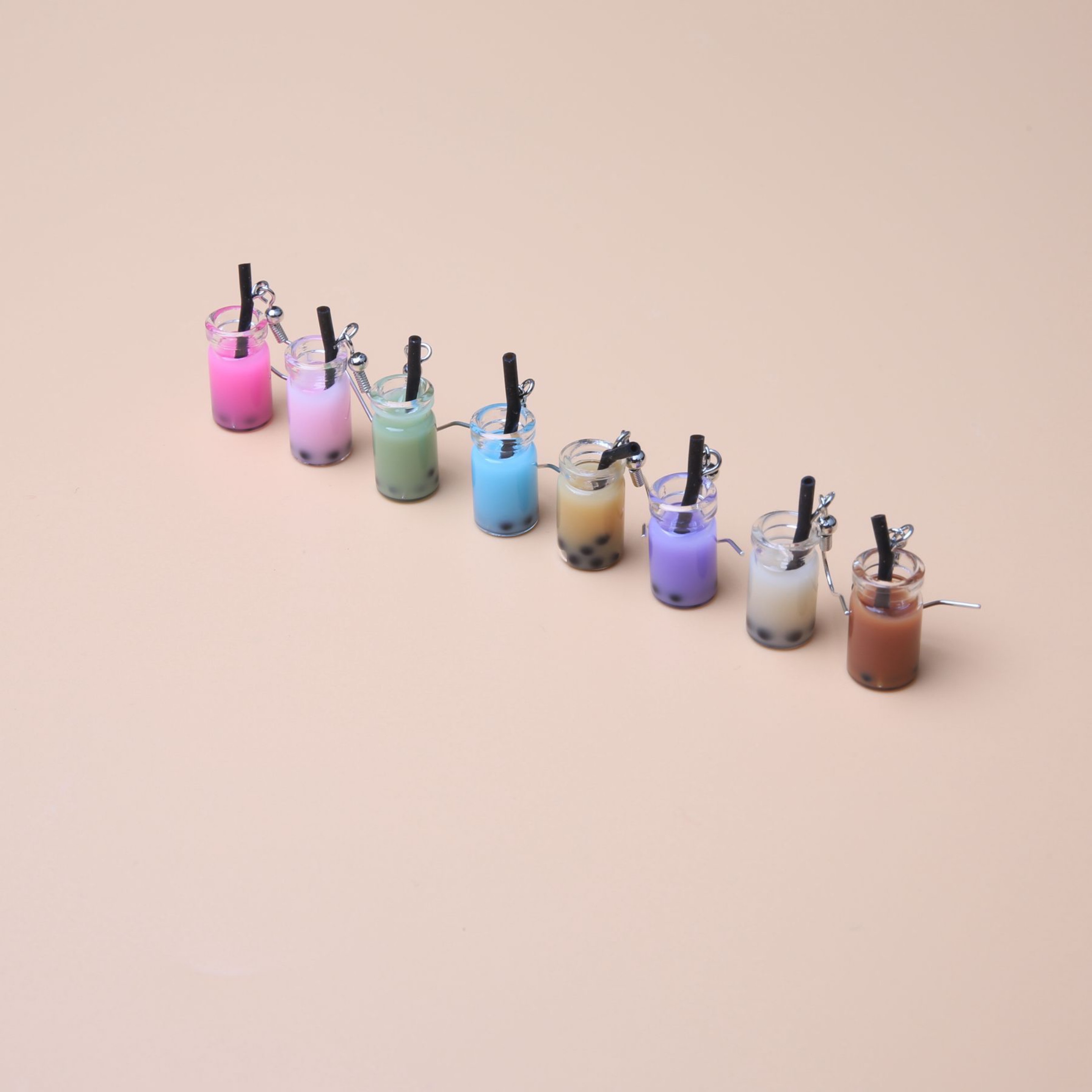 The popular imitation bubble milk tea earrings in Japan and South Korea can be used as ear clips details Picture