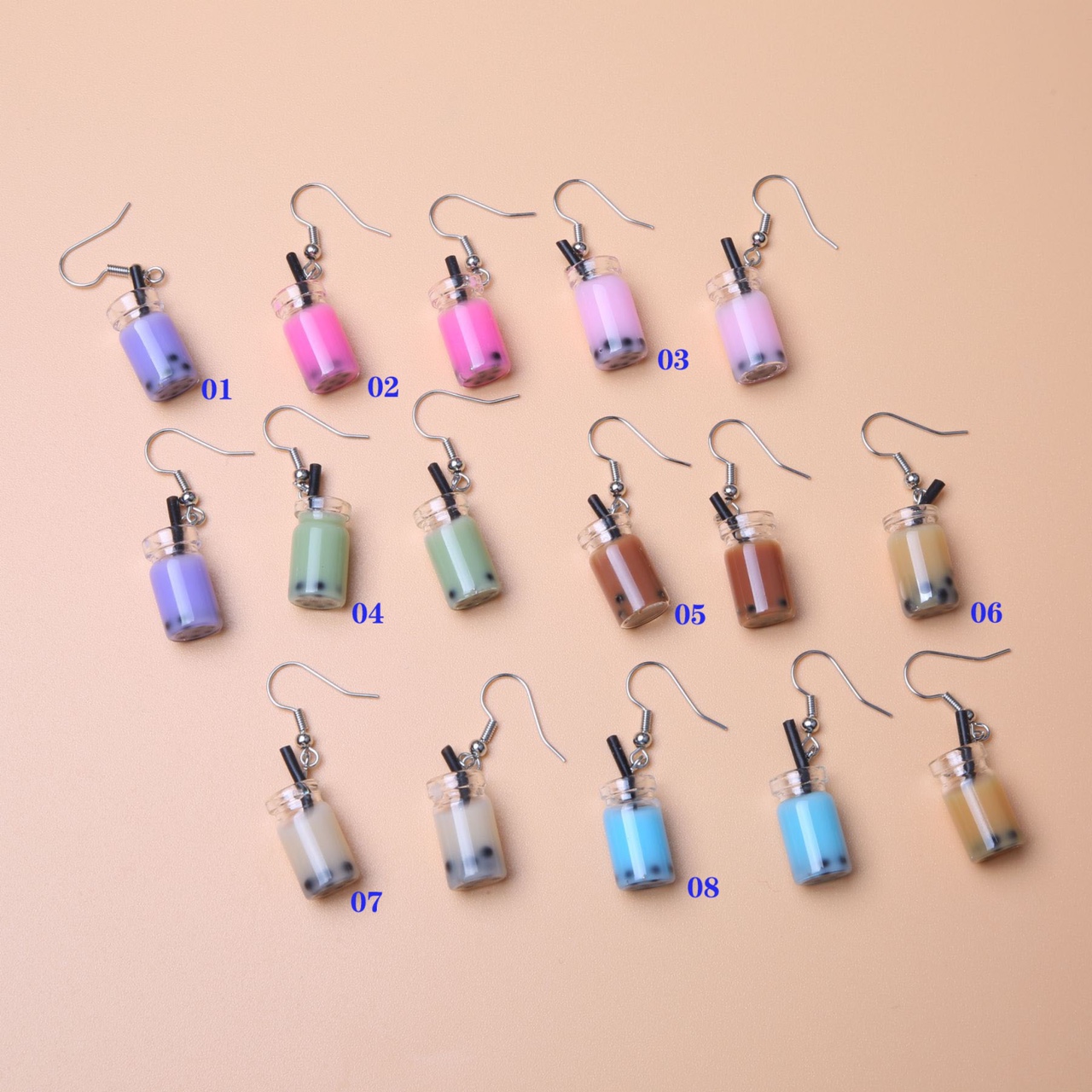 The popular imitation bubble milk tea earrings in Japan and South Korea can be used as ear clips