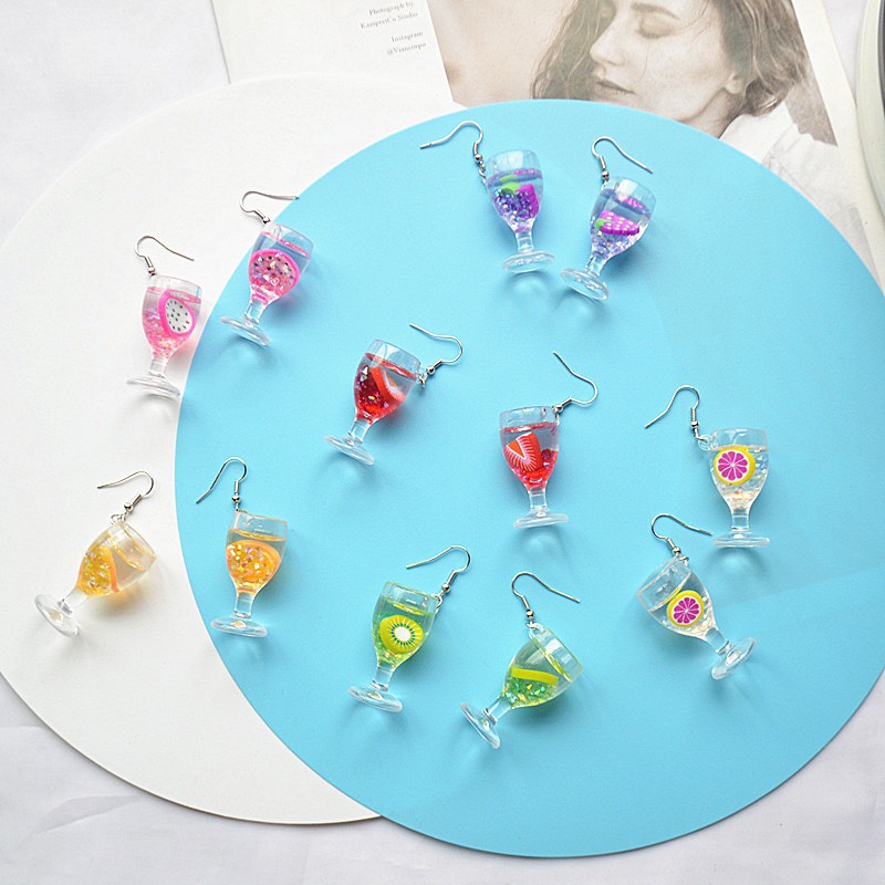 The creative fruit cup earrings from Japan and South Korea can be used as ear clips