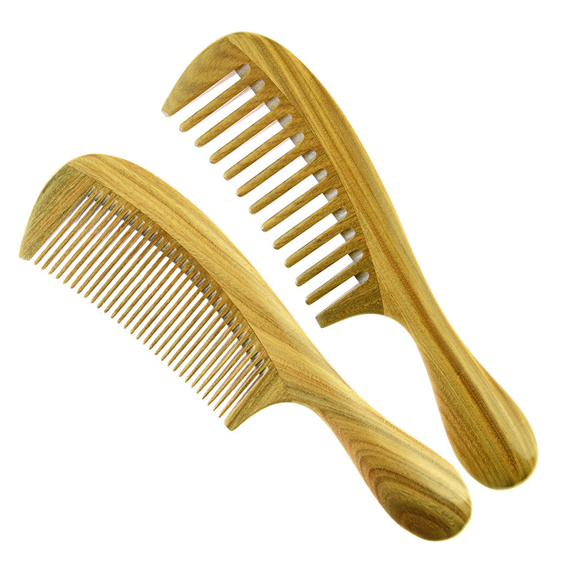 Genuine natural wood green sandalwood comb, extended handle, fine-toothed comb, wide-toothed curly comb Specification image