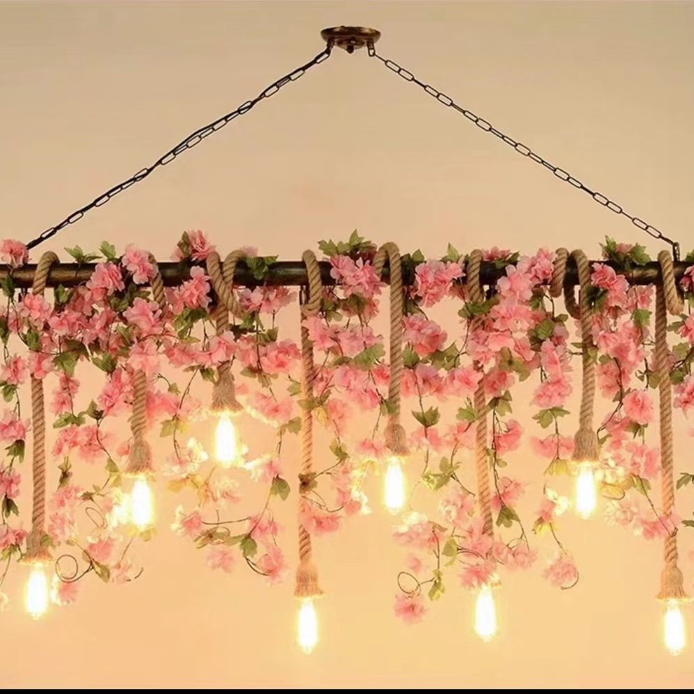 Hemp rope lamps, bar lamps, creative lamps, farm and pastoral lamps