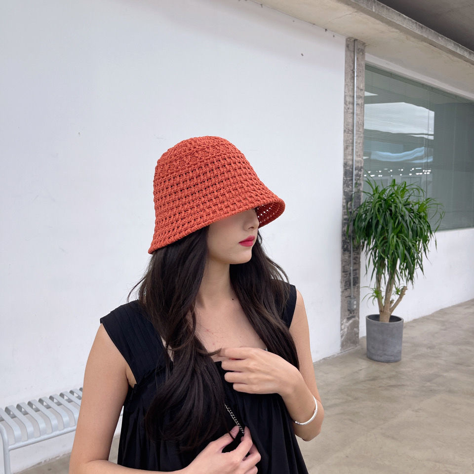 A Japanese-style, thin, breathable fisherman's hat with a hollowed-out design for women, a new spring and summer Korean-style, casual and versatile small bucket hat that shows off your face detail image 5