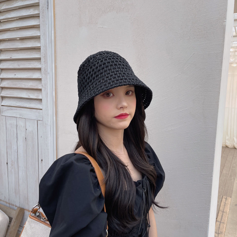A Japanese-style, thin, breathable fisherman's hat with a hollowed-out design for women, a new spring and summer Korean-style, casual and versatile small bucket hat that shows off your face detail image 2
