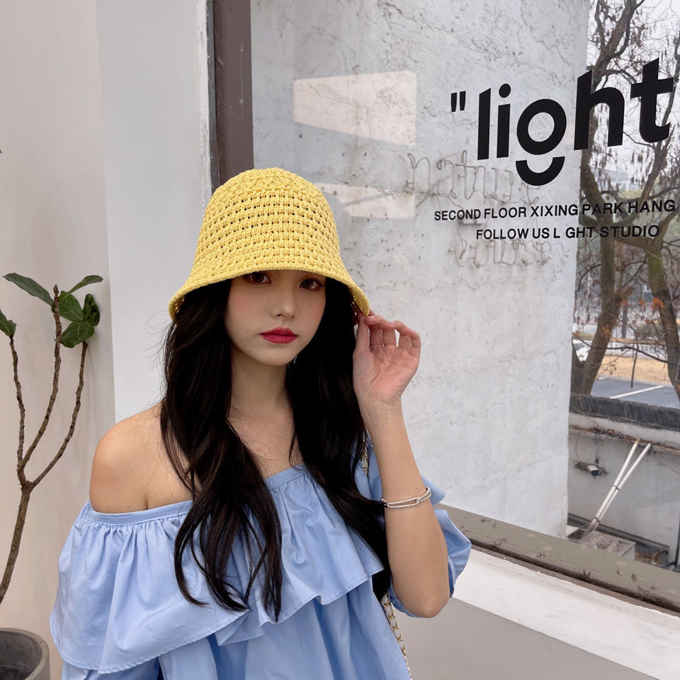 A Japanese-style, thin, breathable fisherman's hat with a hollowed-out design for women, a new spring and summer Korean-style, casual and versatile small bucket hat that shows off your face detail image 6
