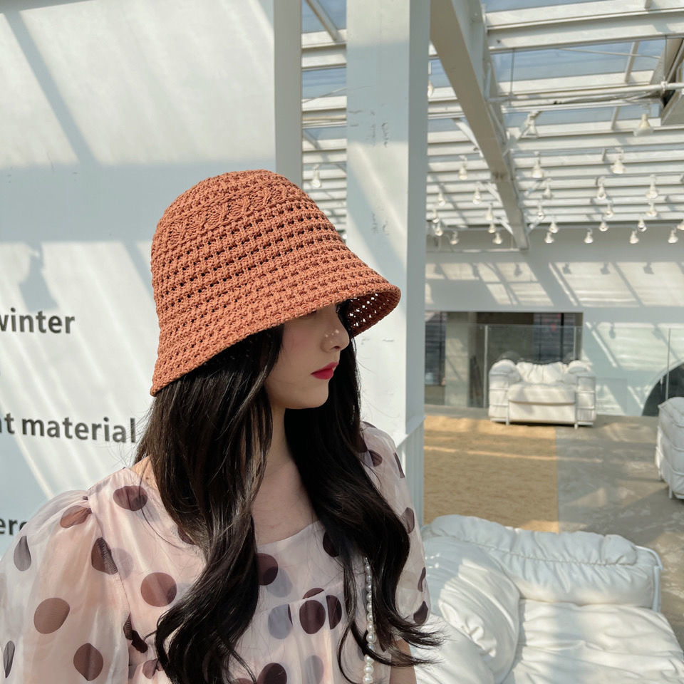 A Japanese-style, thin, breathable fisherman's hat with a hollowed-out design for women, a new spring and summer Korean-style, casual and versatile small bucket hat that shows off your face detail image 4