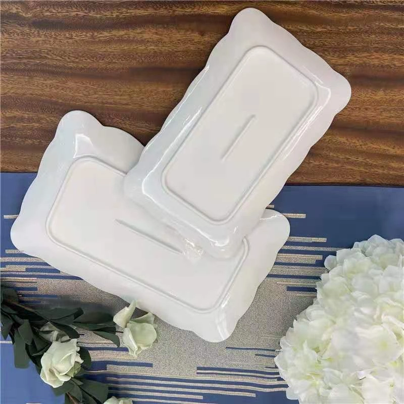 European-style creative pure white ceramic rectangular plate, restaurant steamed fish plate, baking plate, Western food plate, sushi plate, fruit plate, 10 inches detail image 6