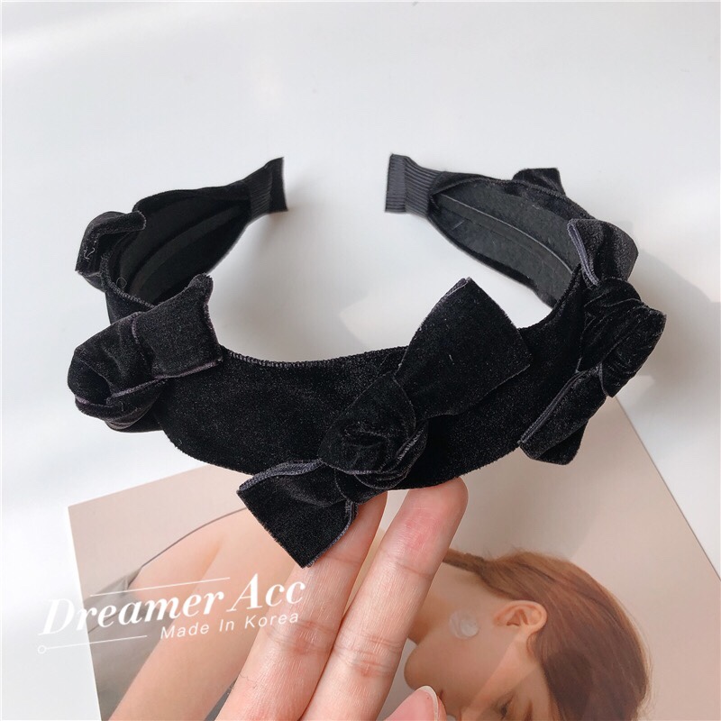 热销新款发饰时尚百搭简约发带头箍优雅发箍韩版手工打结布艺发箍金丝绒发箍