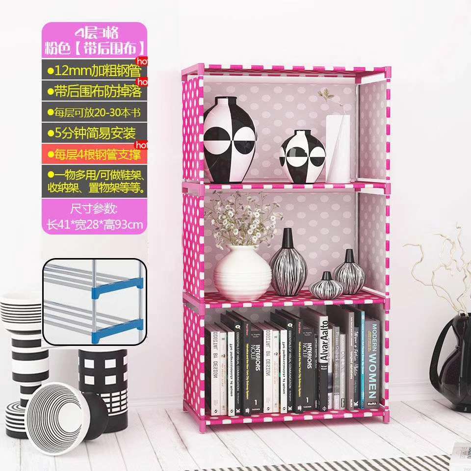 Single-row simple bookshelf, non-woven fabric bookshelf, freely combinable multi-layer bookshelf, storage rack, multi-functional storage bookcase detail image 5