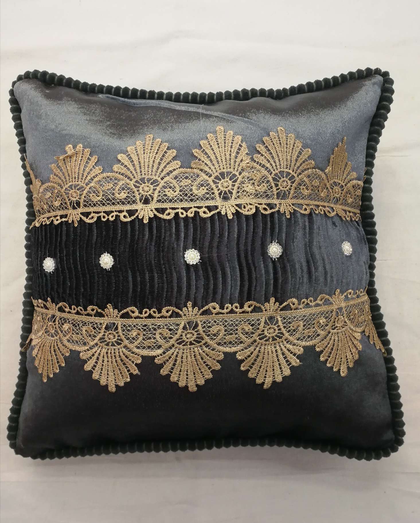 Nordic lace, nail buckle, pleated, spliced, rolled edge pillow cushion, bed hotel supplies, car pillow cushion, square pillowcase detail image 3