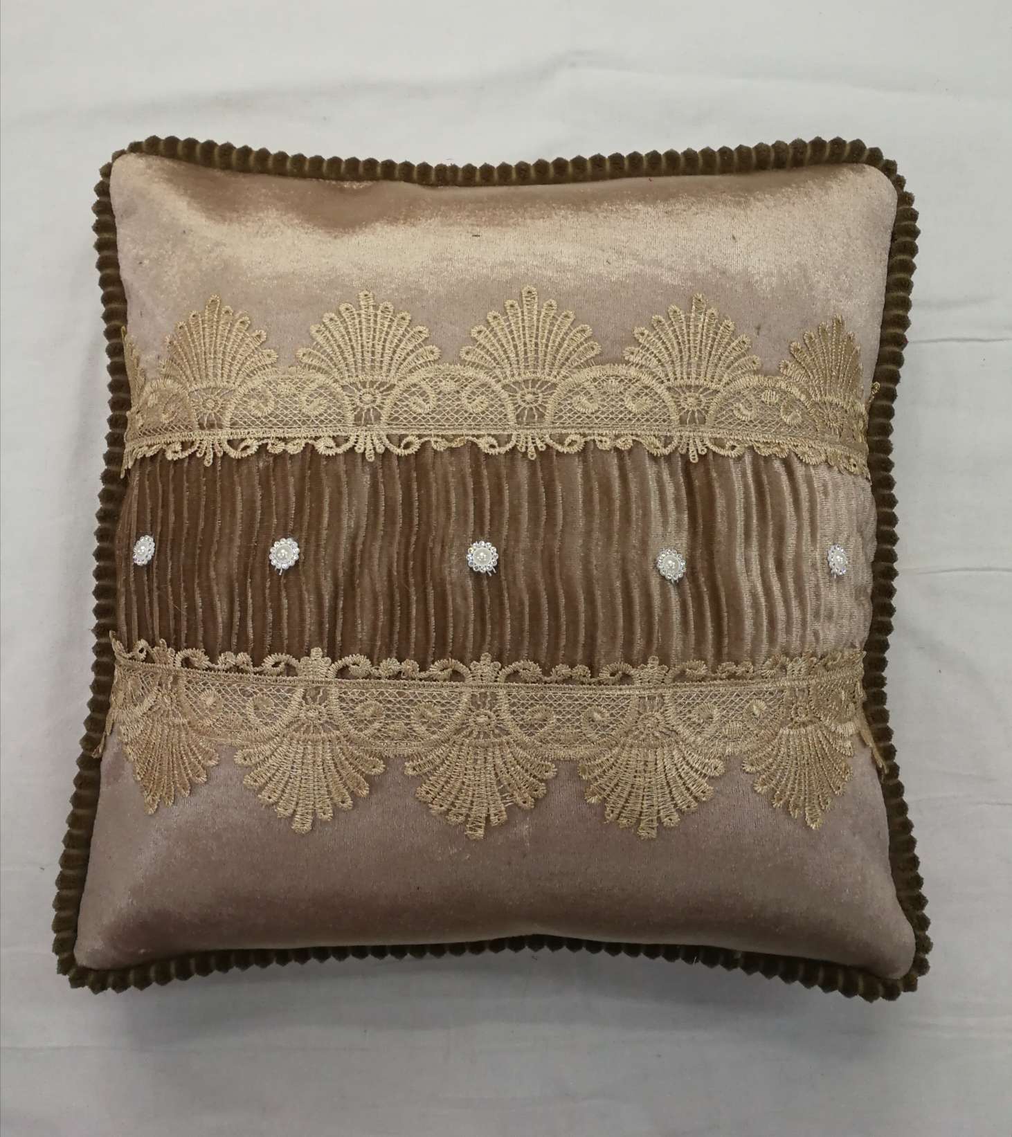 Nordic lace, nail buckle, pleated, spliced, rolled edge pillow cushion, bed hotel supplies, car pillow cushion, square pillowcase detail image 2