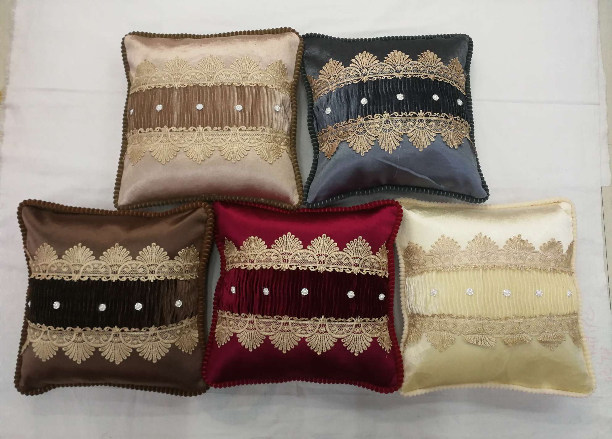 Nordic lace, nail buckle, pleated, spliced, rolled edge pillow cushion, bed hotel supplies, car pillow cushion, square pillowcase detail image 5