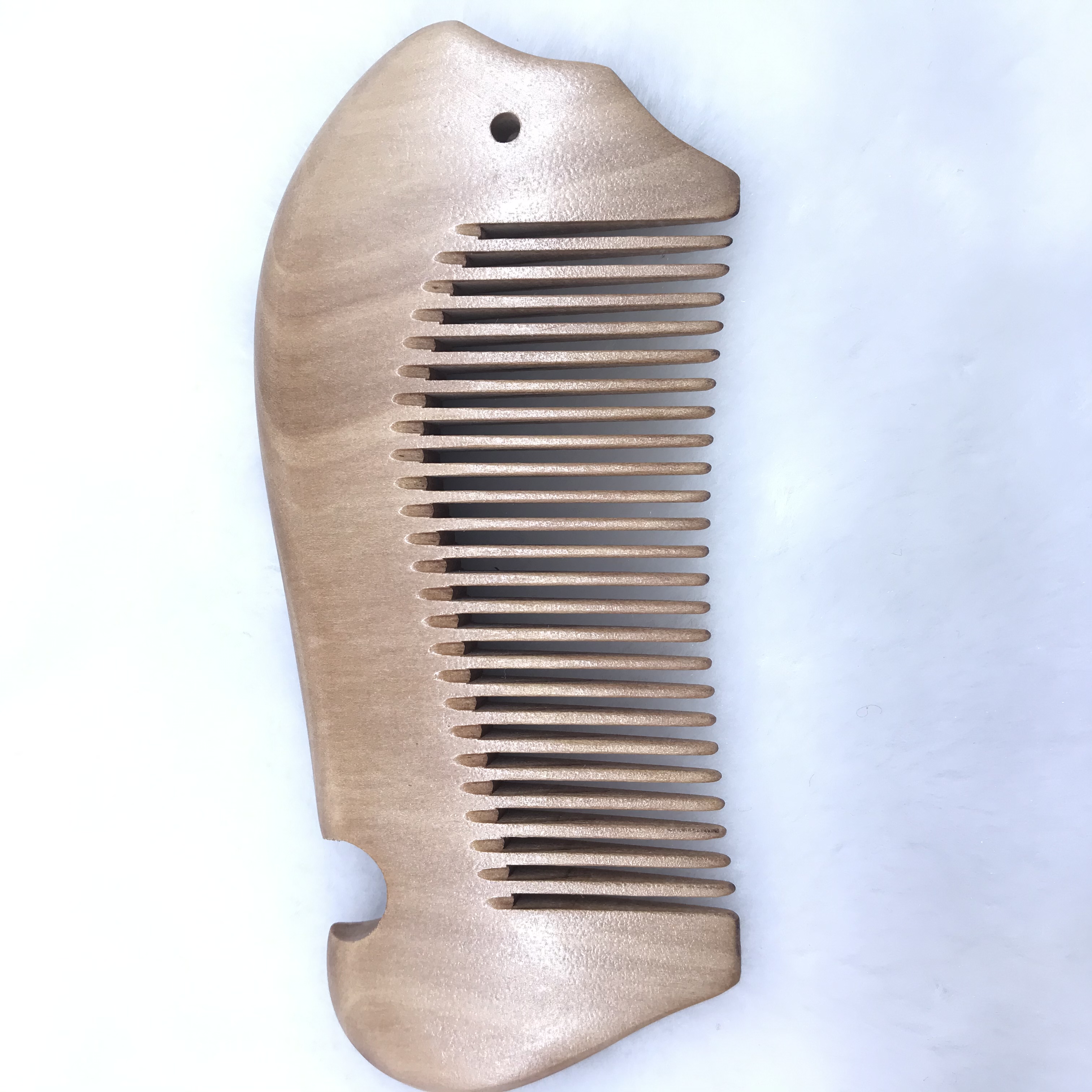 Factory direct sales of genuine natural wood nanmu fish-shaped combs, small hair combs, anti-static hair straightening combs detail image 5
