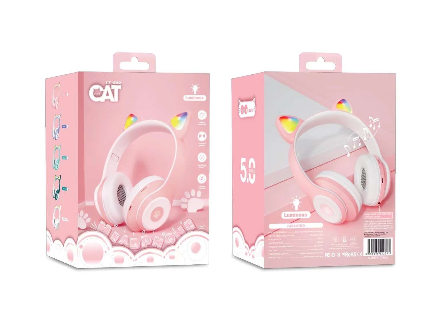 Ct86 Cat Ear Bluetooth Headset Specification drawing