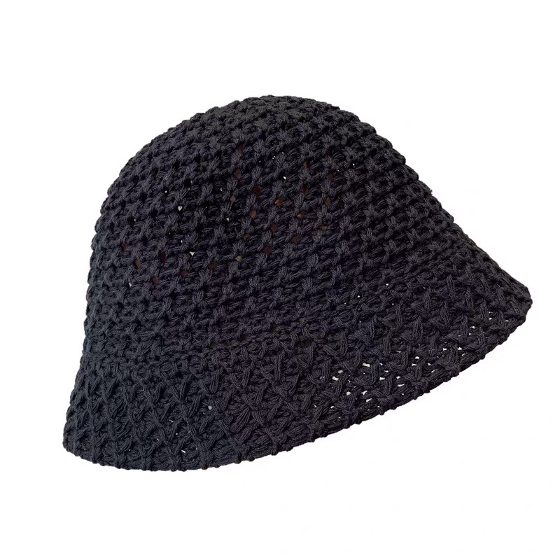 ins风简约百搭日系小众黑色水桶帽女镂空透气遮阳渔夫帽钟型盆帽详情图4