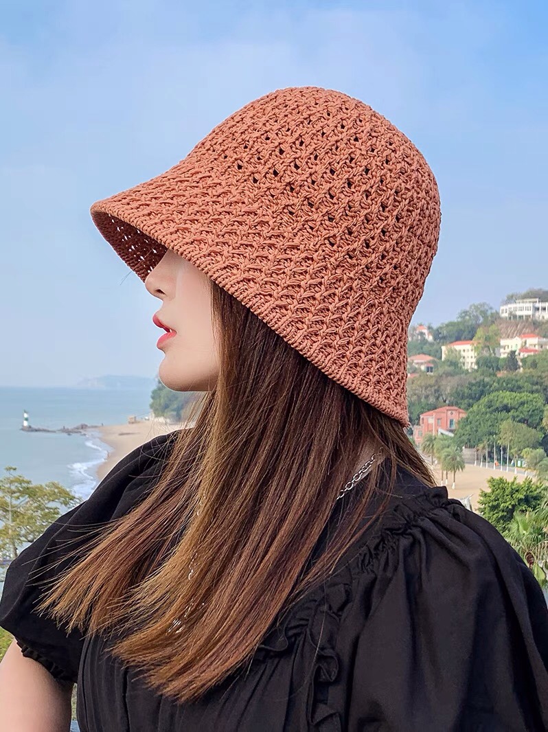 帽子女春秋韩版潮牌针织镂空透气夏季防晒草帽网红时尚百搭渔夫帽详情图5