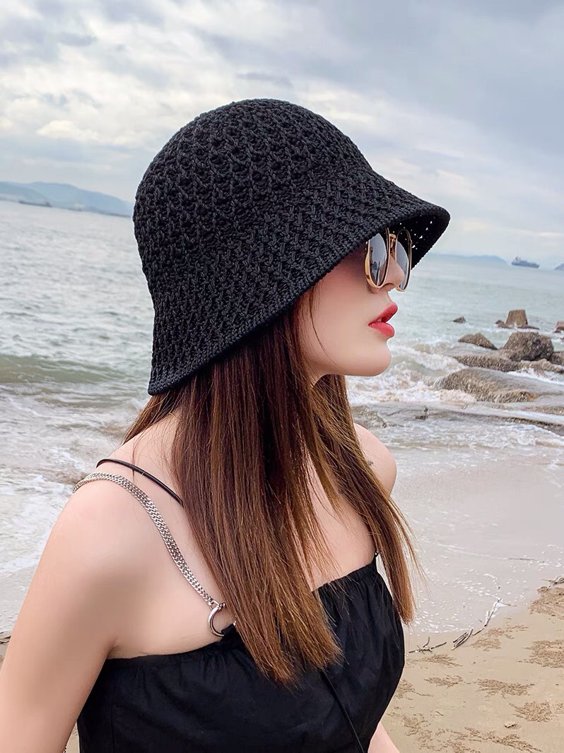 帽子女春秋韩版潮牌针织镂空透气夏季防晒草帽网红时尚百搭渔夫帽详情图3