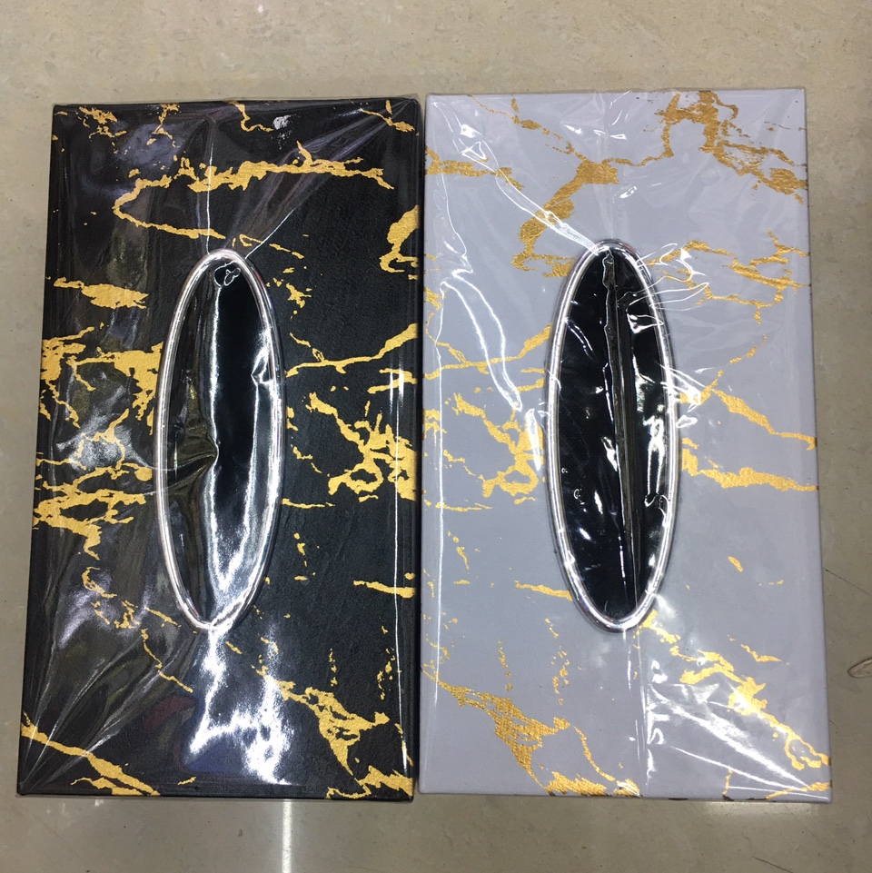 新款大理石纹密度板纸巾盒