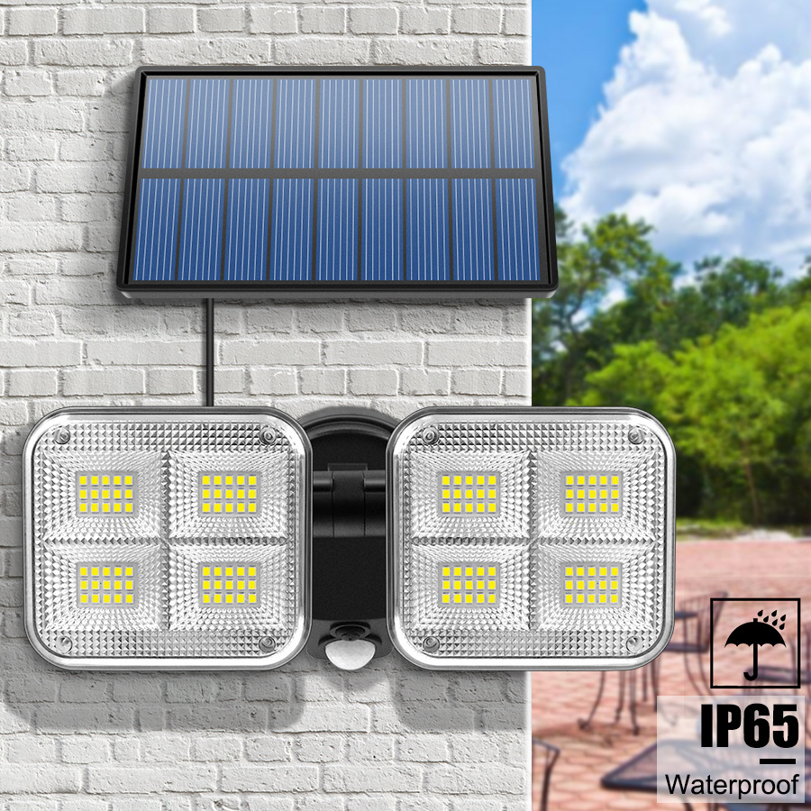 New solar garden light outdoor waterproof double head light staircase human sensor street light separate solar wall light