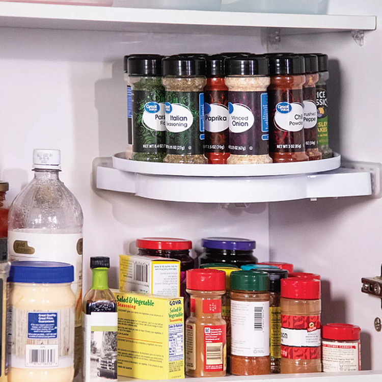 Instahang Rotating Shelf, bathroom and kitchen rotating triangular storage rack, wall-mounted non-drilling rack Specification image