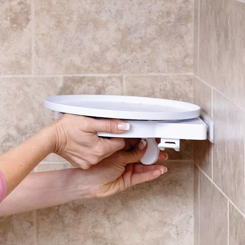 Instahang Rotating Shelf, bathroom and kitchen rotating triangular storage rack, wall-mounted non-drilling rack detail image 2