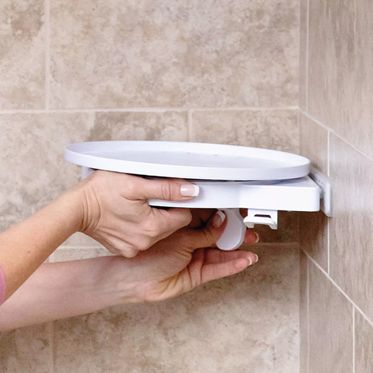 Instahang Rotating Shelf, bathroom and kitchen rotating triangular storage rack, wall-mounted non-drilling rack details Picture