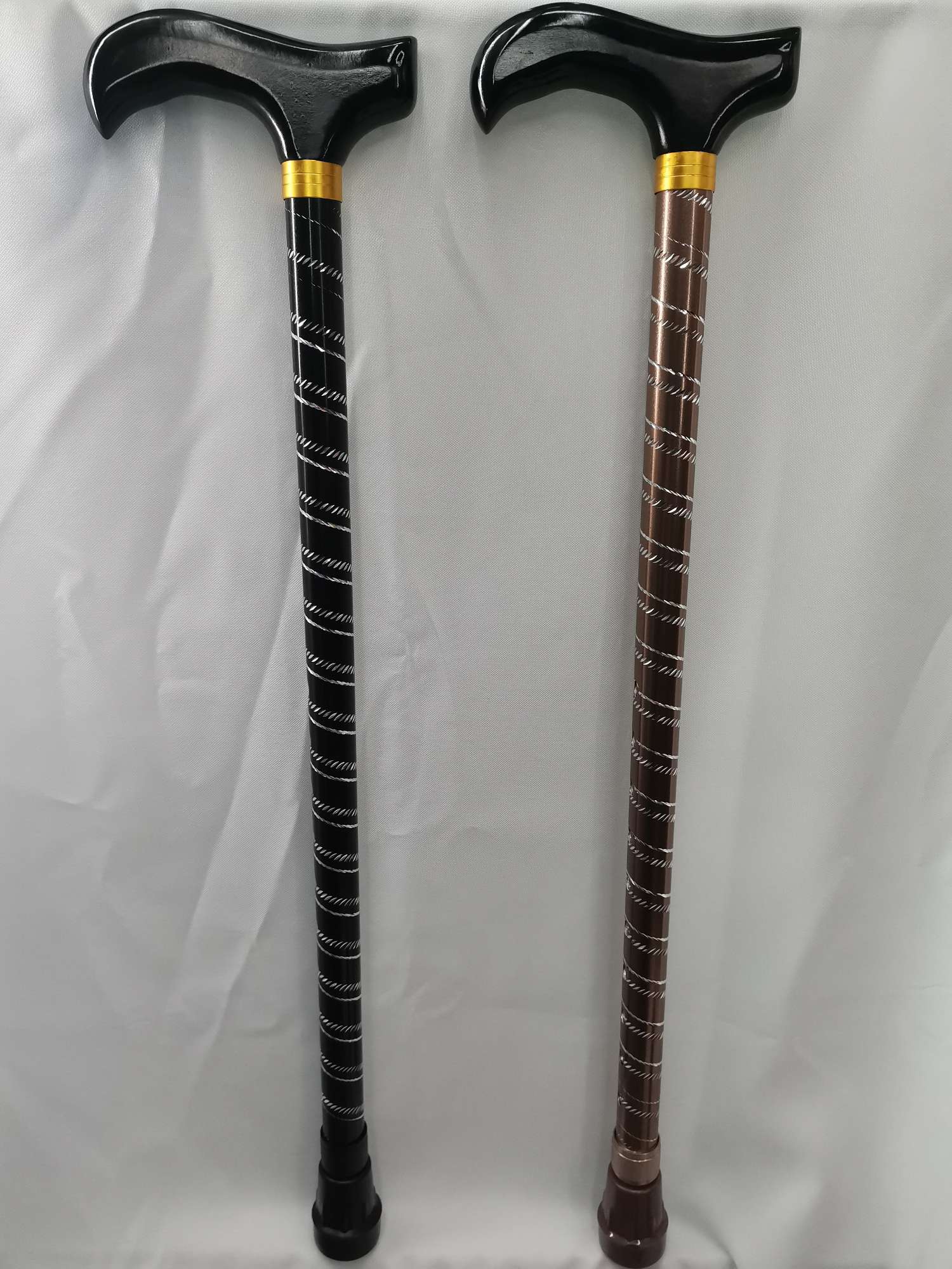 M01刻花木柄可伸缩拐杖详情图2