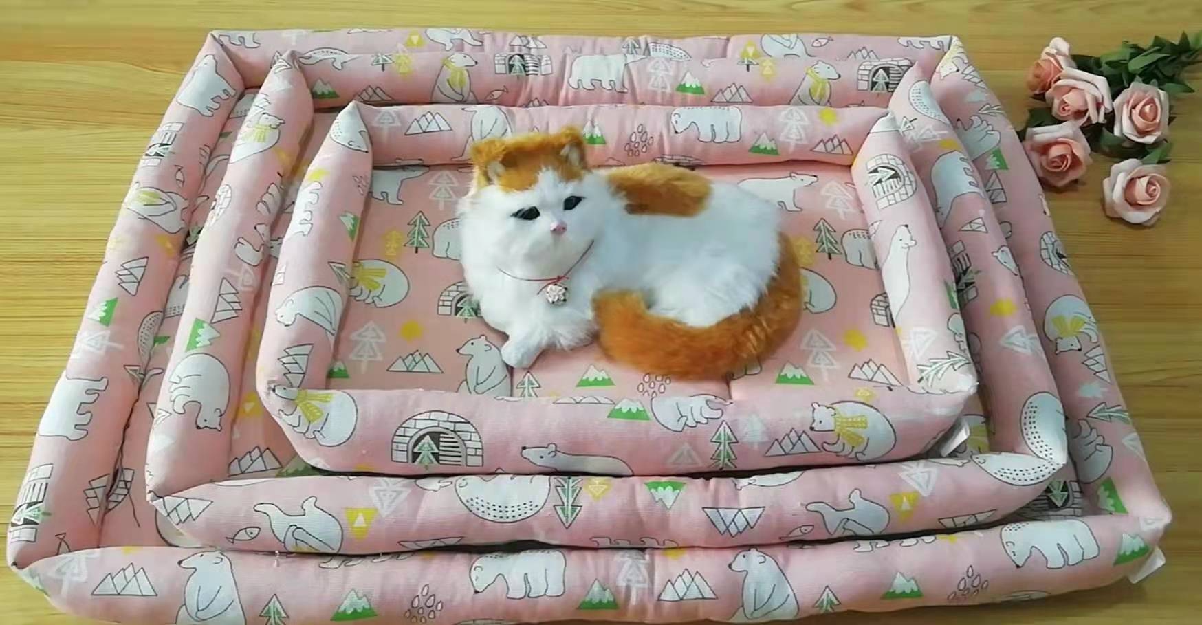 宠物宝宝套窝100套混批起！一个全亚麻，一个带藤席，都是套三的，都有10个花色，全可以混色混批！详情图4