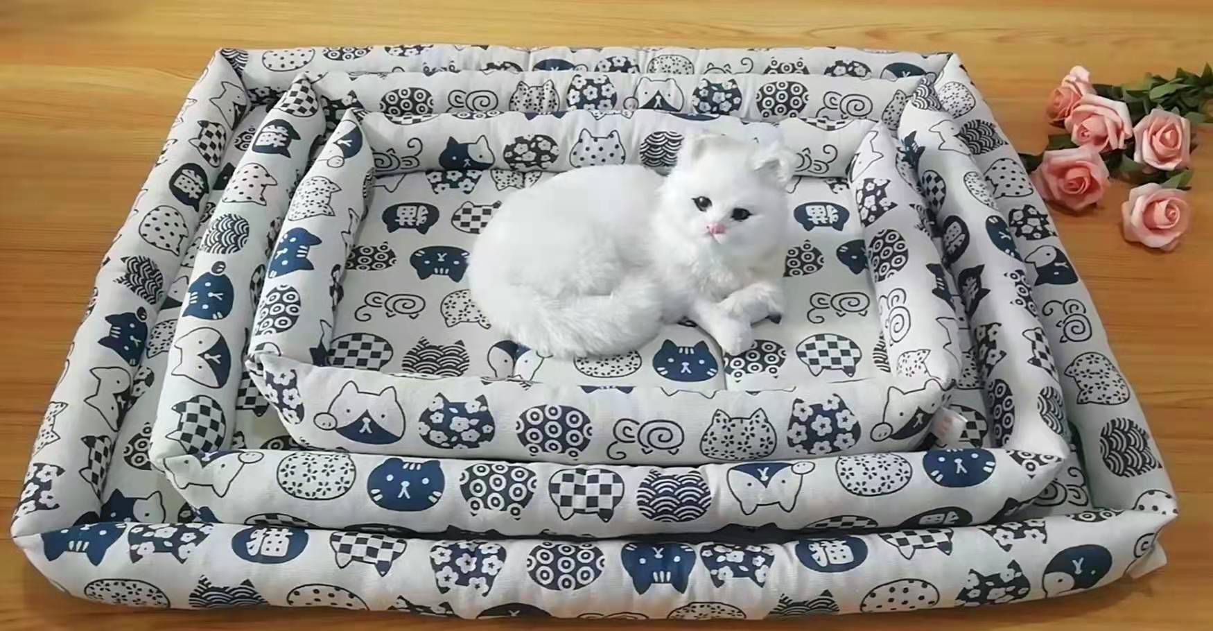 宠物宝宝套窝100套混批起！一个全亚麻，一个带藤席，都是套三的，都有10个花色，全可以混色混批！详情图8