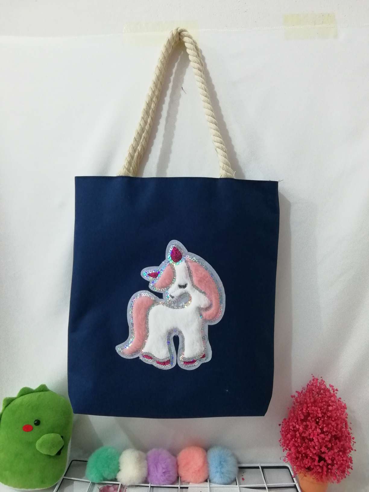 A01-9 Oxford cloth and hemp rope shoulder bag Specification drawing