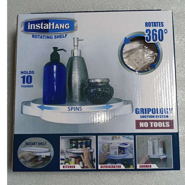 Instahang Rotating Shelf, bathroom and kitchen rotating triangular storage rack, wall-mounted non-drilling rack Application Scenario