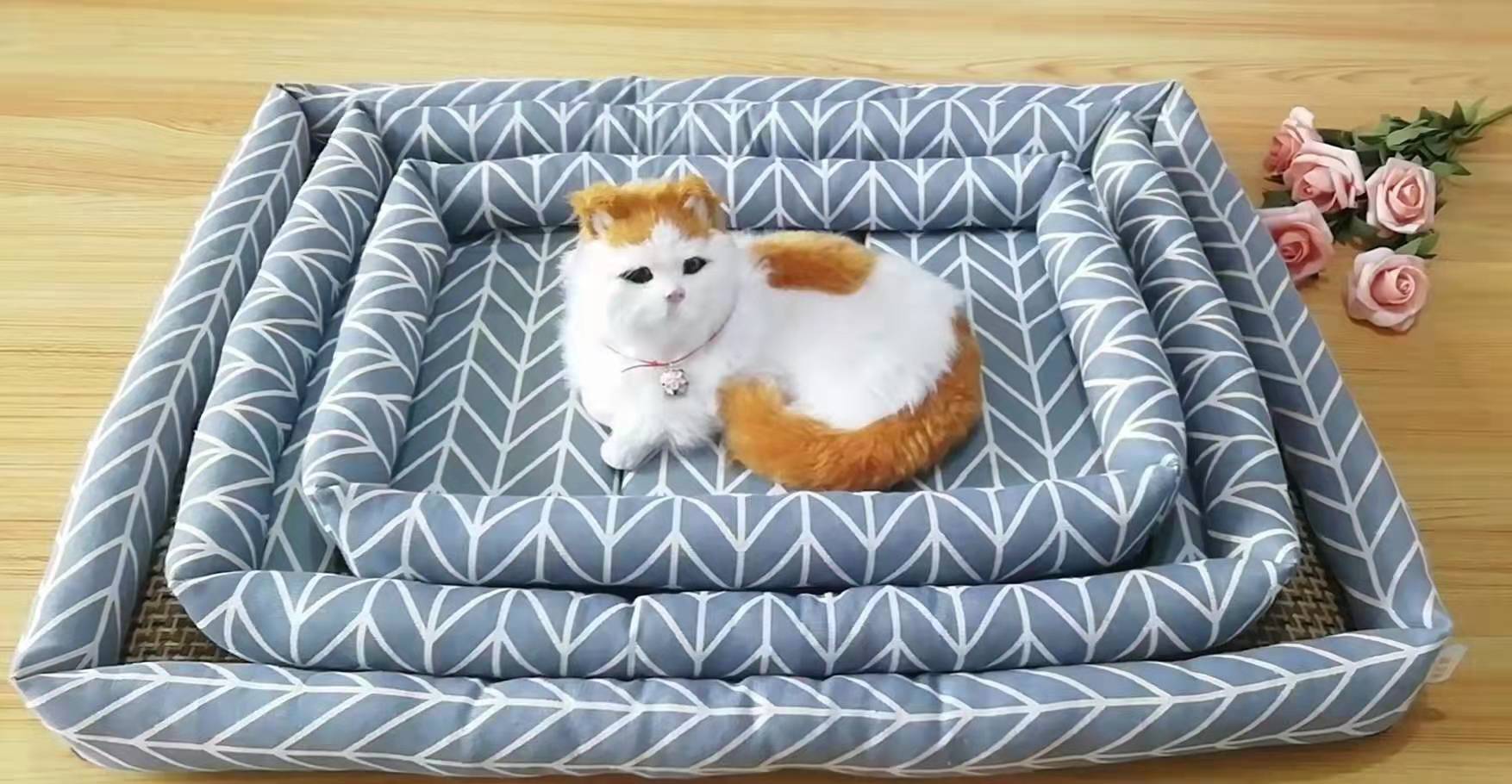 宠物宝宝套窝100套混批起！一个全亚麻，一个带藤席，都是套三的，都有10个花色，全可以混色混批！详情图3