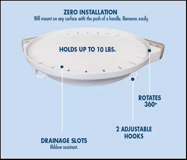 Instahang Rotating Shelf, bathroom and kitchen rotating triangular storage rack, wall-mounted non-drilling rack detail image 6