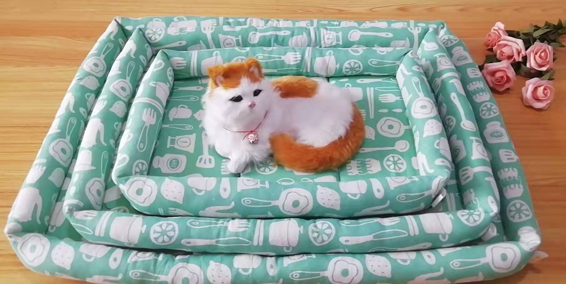 宠物宝宝套窝100套混批起！一个全亚麻，一个带藤席，都是套三的，都有10个花色，全可以混色混批！详情图1