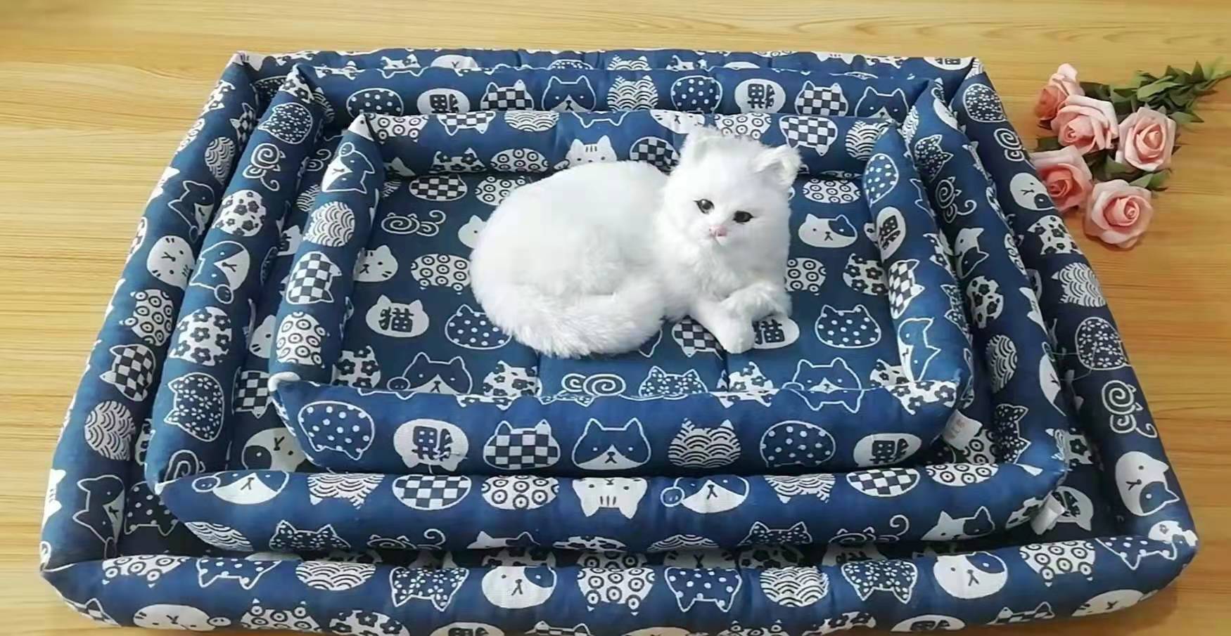 宠物宝宝套窝100套混批起！一个全亚麻，一个带藤席，都是套三的，都有10个花色，全可以混色混批！详情图9