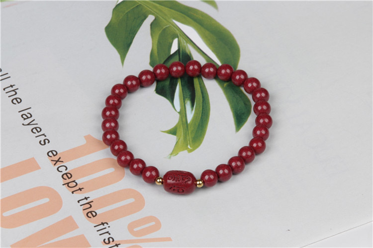Cinnabar 6-meter single-loop bracelet detail image 5