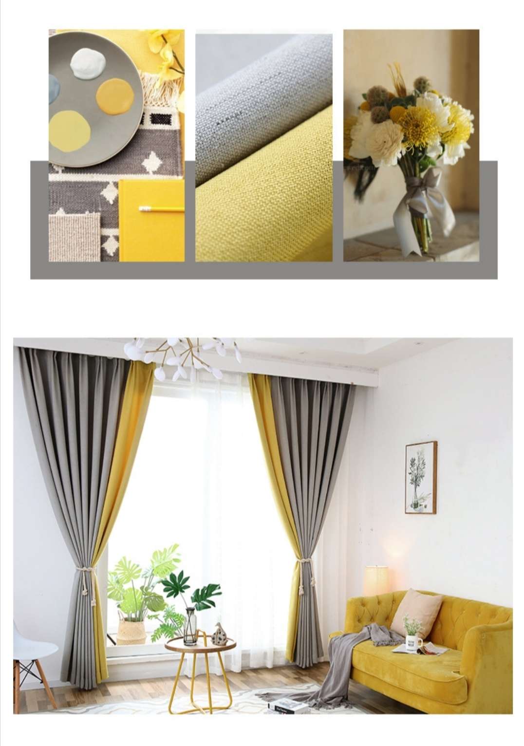 Simple and modern spliced curtains, blackout curtains, bedroom and living room, Nordic and American style solid color imitation cotton and linen curtains detail image 13